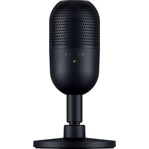 세이렌 V3 미니 USB 마이크: 콘덴서 마이크 - 슈퍼카디오이드 픽업 패턴 LED 표시등이 있는 탭 투 뮤트 센서 쇼크 업소버 울트라 컴팩트 PC, 디스코드, OBS 스튜디오, XSplit 블랙