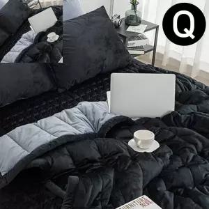 이 빌리 리버서블 극세사 차렵이불 패드세트 퀸 Q 블랙 퀸침대패드 신혼침구
