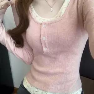 러블리 플라워 레이어드 여성 골지 티셔츠 DHH-L03