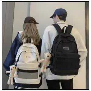 곰인형 키링 메쉬포켓 학생 백팩 남녀공용 대학생 커플 대용량 책...