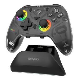 C8 PC 컨트롤러 - 무선 블루투스 게임패드 홀 효과 조이스틱 RGB 백라이트 1000HZ 폴링 레이트 PC 스위치 스위치 2 스팀 덱 안드로이드 IOS MAC 및 테슬라 충전 도크용 듀얼 진동 매크로 버튼