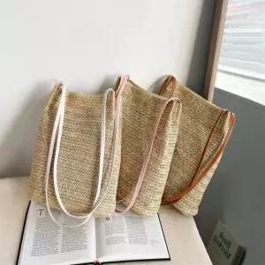 3컬러 수납 롱핸들 라탄백 숄더백 밀짚 여름 여행가방