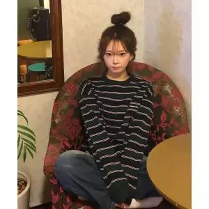 [백화점상품] 꼼퍄뇨 스트라이프 와펜 로고 롱슬리브 네이비그린 SP020119