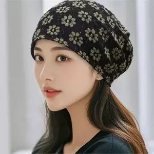 꽃무늬 비니 플라워 니트 데일리 여성 비니 모자 루즈핏 사계절 꾸안꾸 캐주얼 가벼운 선물용 포인트