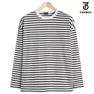 데일리 단가라 오버핏 라운드 긴팔 티셔츠 (CA294)