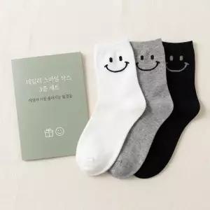 여성 무지 스마일 중목 단목 양말 10켤레 세트