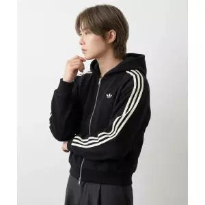 ADIDAS 후드 집업 - 블랙:크림화이트 / KC9315