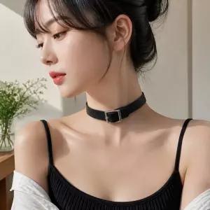 가죽 초커 목걸이 평상시 착용 인조가죽 넥라인 장식 악세서리