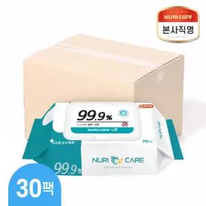 누리케어 무알콜 살균 제균 세정 소독티슈 70매 30개