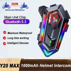 1/2pcs Y20 Max 무선 블루투스 5.3 오토바이 헬멧 인터콤 헤드셋 방수 1000mAh 스피커