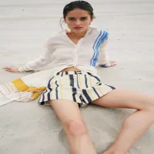 ZARA ZW 컬렉션 플리츠 스트라이프 쇼츠 - 멀티컬러 4043/250/330