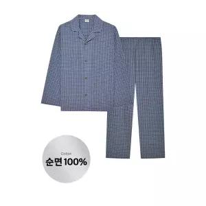 [트라이]트라이 남자 긴팔잠옷 가을잠옷 파자마 상하의 세트 순면 체크 카라넥 이너웨어