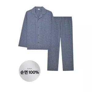 [TRY]트라이 남자 긴팔잠옷 가을잠옷 파자마 상하의 세트 순면 체크 카라넥 이너웨어_P437357008