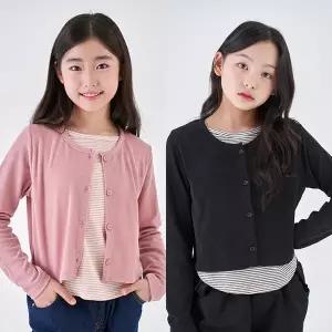 가디건 세트 레이어드 티셔츠 / 여아 주니어 의류 초등학생 옷