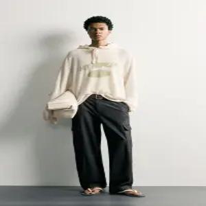 ZARA 릴렉스 핏 후드 스웨트셔츠 - 크림 3992/328/712