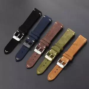천연 스웨이드 가죽 시계줄 빈티지 밴드 수제 팔찌 퀵릴리즈 스트랩 14mm