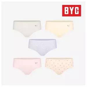 BYC 여성 60수 면스판 미디 요일 삼각팬티 5P WNP2318