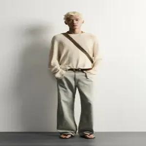ZARA 워시드 프린트 니트 티셔츠 - 크림 4805/301/712