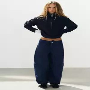 ZARA 패턴 오버사이즈 카고 팬츠 - 잉크 블 0695/250/430