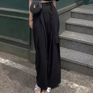 [HS라이프]슬랙스 팬츠 바지 여성 루즈핏 핀턱 뒷밴딩 와이드 스트레이트