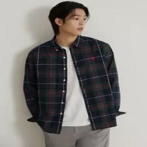 BEANPOLE MEN [Essential] 헤릿 체크 셔츠 - 그린