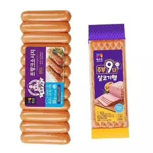 목우촌 주부9단 살코기햄 1KG 2개+프랑크소시지 500G 1개