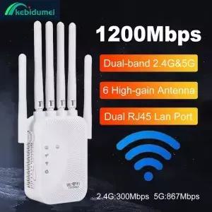 케비두메이 1200/300Mbps 와이파이 리피터 2.4G 5G 네트워크 확장기 범위 신호 무선 라우터