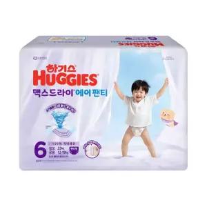 2026 하기스 맥스드라이 에어팬티 6단계 점보 공용 33매 1팩