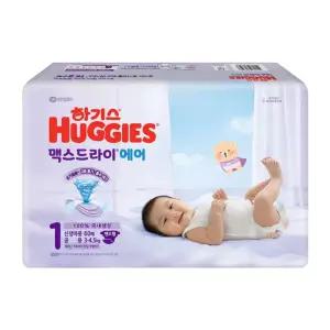 2026 하기스 맥스드라이 에어 밴드 1단계 신생아 공용 60매 1팩