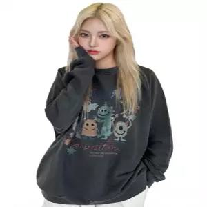 꼼파뇨 happy day 피그먼트 스웨트셔츠 스모크블랙