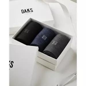 [닥스](강남점)DBSS4F005BK [닥스 양말][남성중목3족] 남성 솔리드 골지 중목 3족세트
