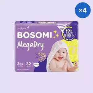 보솜이 메가드라이 아기 기저귀 팬티 중형 공용 32개입 4팩