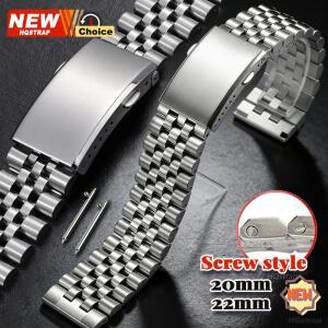 316L 고품질 스크류 스틸 시계 밴드 20mm 22mm 호환용 쥬빌레 폴딩 디플로이언트 시계 버클 팔찌 남성 비즈