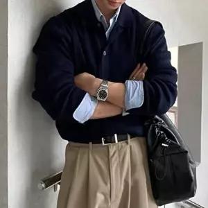 브이넥 남편 숄 자켓 30대 오버핏 신상 남성 남자 봄-WFOTE6A