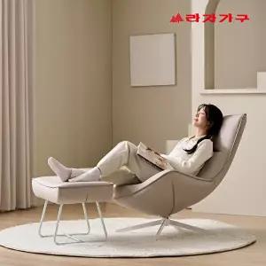[라자가구][착불]모먼 1인용 기능성 가죽 안락 의자 수유 360도 회전 1인 소파+스툴