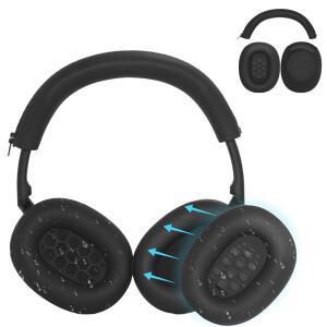 ADHIPER XM6 스웨트 커버 - 소니 WH-1000XM6 헤드폰 액세서리용 이어패드 및 헤드밴드 커버 부드러운 실리콘 케이스 프로텍터 스웨트프루프 청소 용이성 블랙