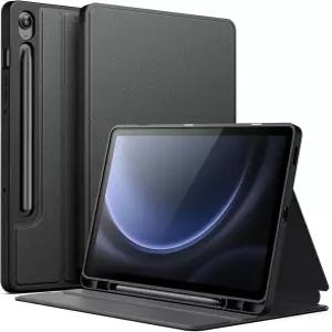 삼성 갤럭시 탭 S10 라이트/S10 FE/S9 10.9인치용 JETech 폴리오 케이스 블랙 멀티 앵글 스탠드 커버 S펜