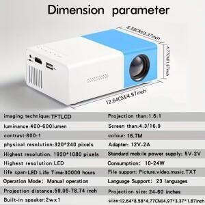 YG300 홈 HD 프로젝터, 침실, 거실, 시네마에 적합, USB, HDMI 호환