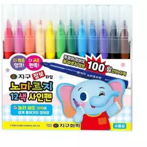 JMds 지구화학 점보타입 노마르지 사인펜 12색 일반옷걸이 화방용품 XdWFKE01P 미술용품 싸인펜