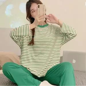 홈웨어상하세트 캡내장잠옷 긴팔 바지 홈웨어 노브라티셔츠 브라캡 단가라 파자마
