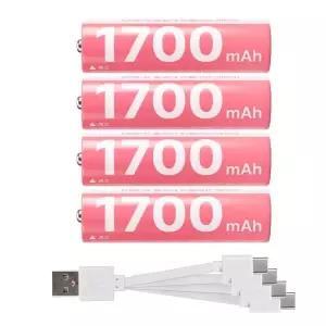 아트박스/비트로 충전식 AA 건전지 C타입 충전지 (4개 세트) 1.5V 1700mAh