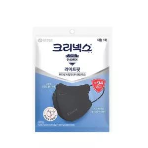 크리넥스 KF94 라이트핏 새부리형 국내생산 마스크 블랙 대형 1P, 40개
