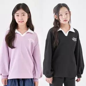 라벤느 배색 카라 티셔츠 / 여아 주니어 의류 초등학생 옷