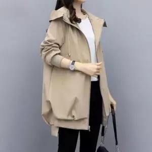 트렌치 후드 여성 자켓 간절기 봄가을 힙커버