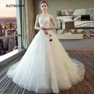 2026 트레일링 웨딩드레스 신부 화이트 플라워 튜브탑 레이스 심플 페어리 럭셔리 포레스트 프린세스