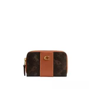 COACH 스몰 집 어라운드 카드케이스 위드 호스 앤 캐리지 프린트 CAN55 B4AWV