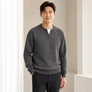 남성 가을 헨리넥 긴팔 티셔츠 텍스처 간절기 캐주얼