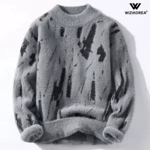남성 패턴 터틀넥 올 니트 가을 겨울 하이넥 따뜻한 스웨터 WI013N