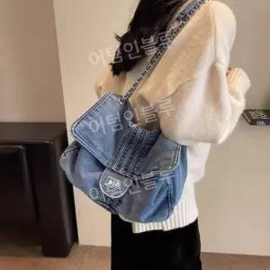 데님가방 체인 숄더백 캐주얼백 흑청 진청
