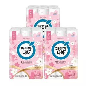 깨끗한나라 초 벚꽃 프리미엄 28m 30롤 x 3팩